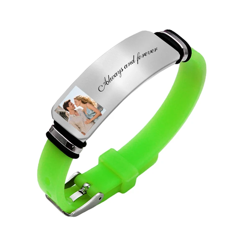Customized Photo Text Bracelet, Personalized Silicone Wristband