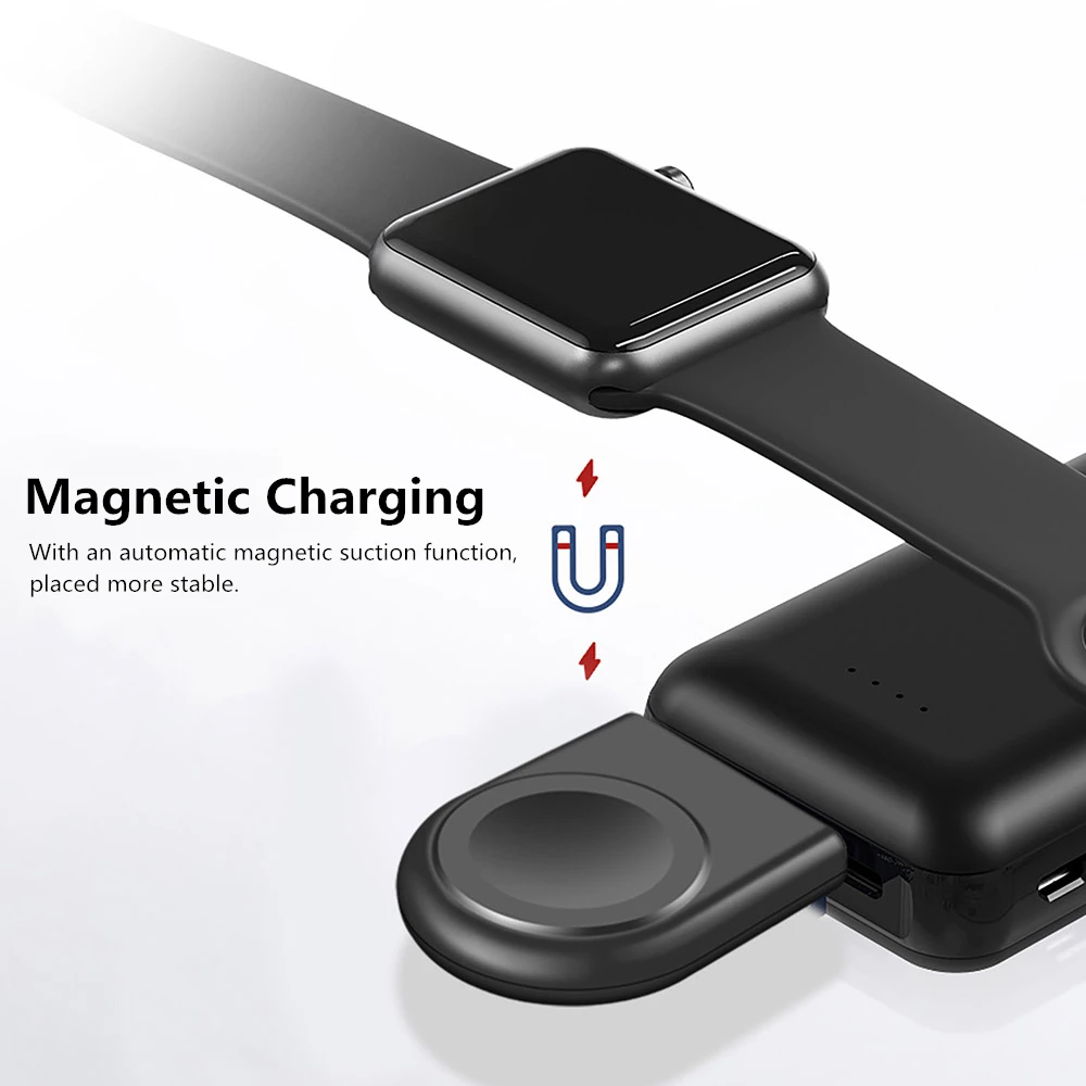 Portable Magnetic Wireless Charger For iWatch 9 8 7 6 SE 5 4 Fast Charging Dock Station USB Type C Cable for Apple Watch Series