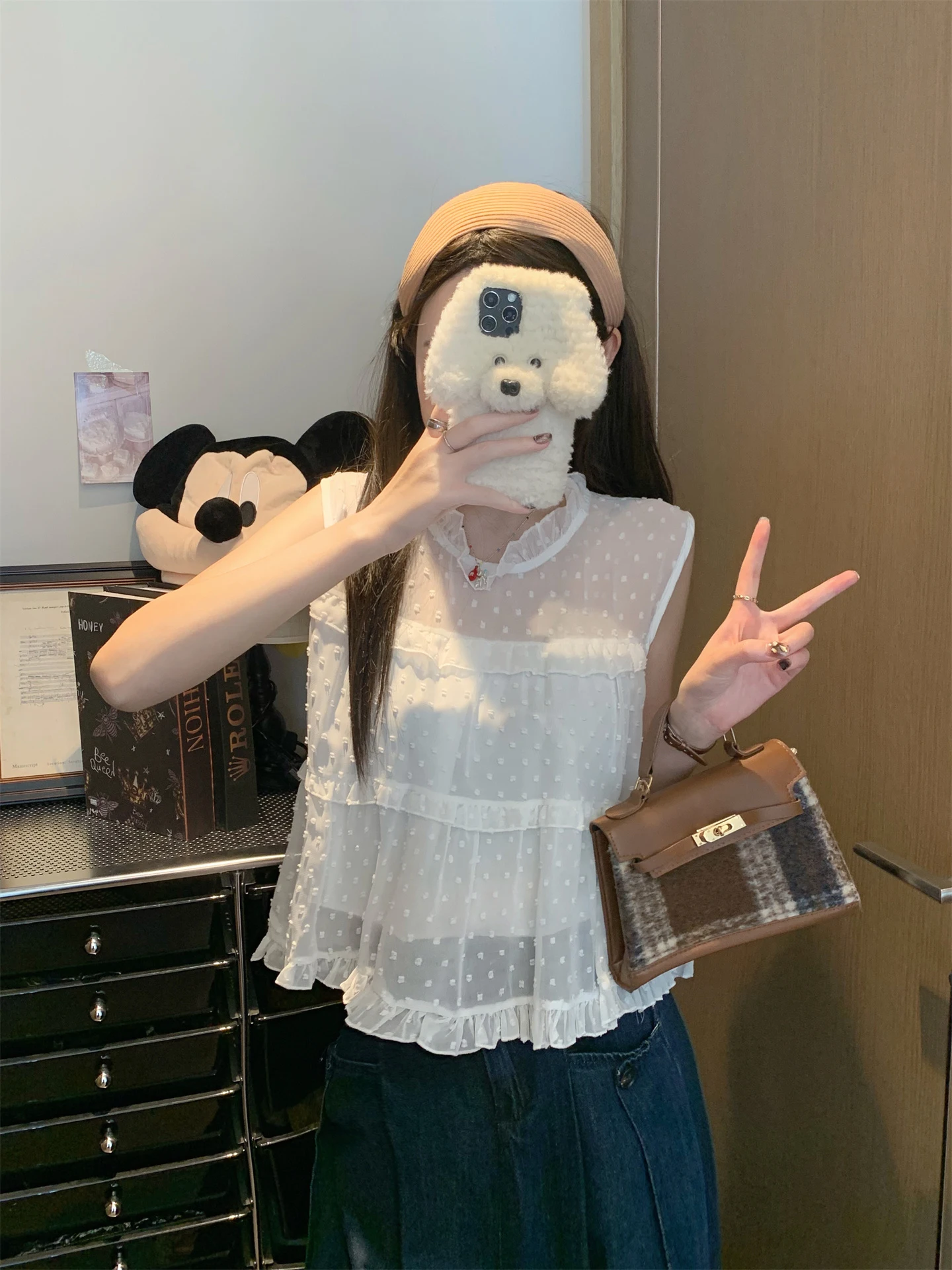 

Original Design Korean Style Black Lace Crop Top Women's Summer Loose See-through Beautiful Sleeveless Shirt Breathable Skin-...
