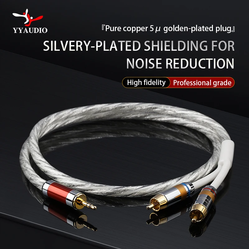 YYAUDIO 3,5 mm bis 2RCA Audiokabel für Mobiltelefone, Fernseher, Computer, Leistungsverstärker und Audiogeräte