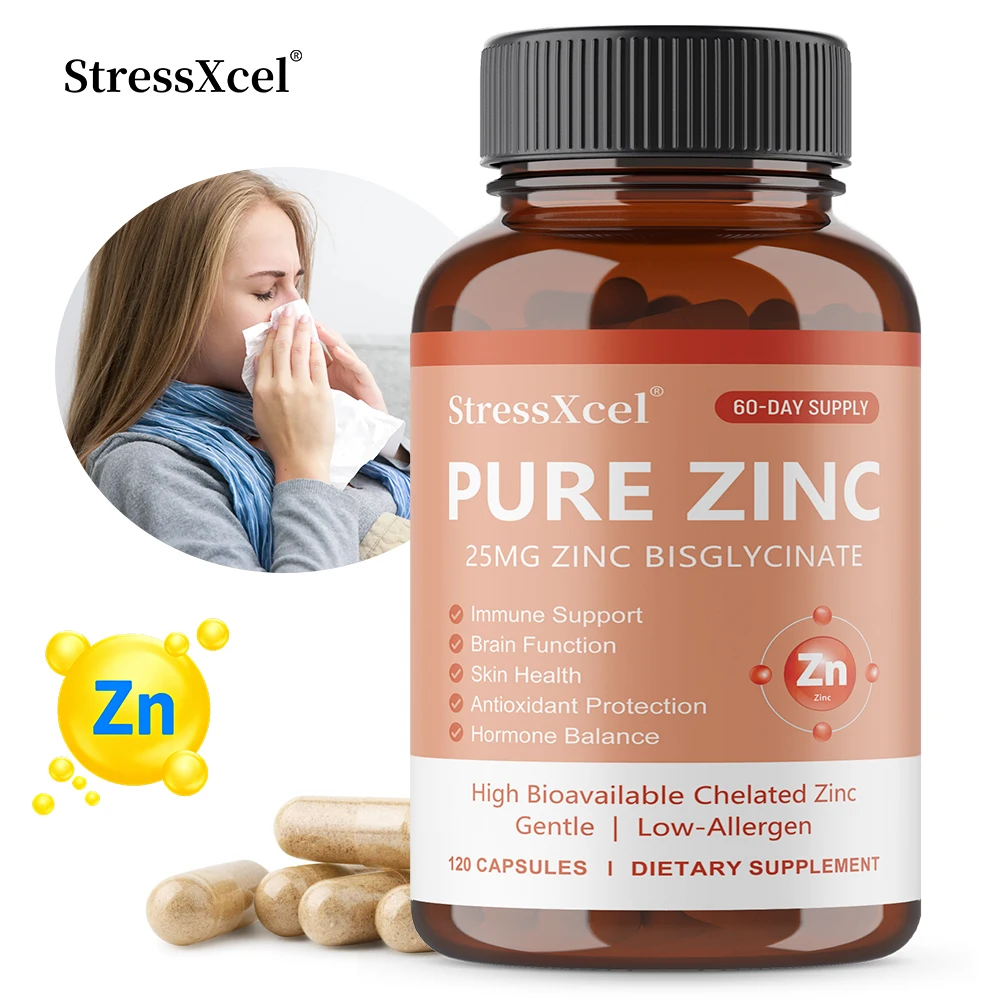 Zinc Capsules, High Absorption Antioxidant, Immune & Respiratory Support, Skin Hair Nail & Bone Health, Daily Zinc Supplement