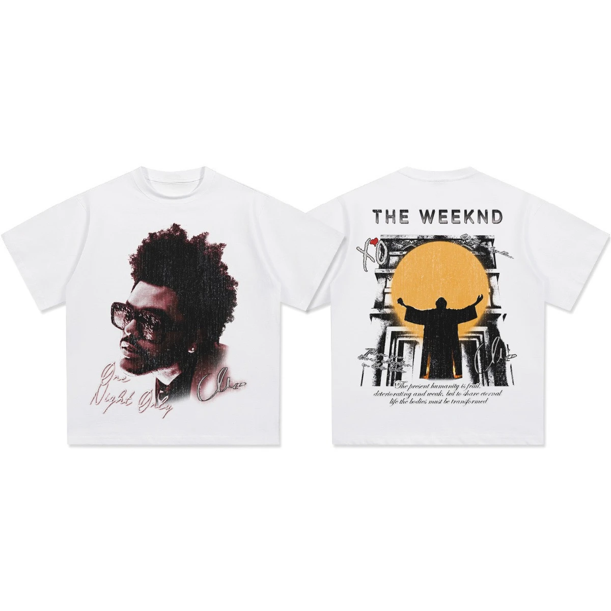 Hip Hop Rap The Weeknd Short Sleeve T-shirt Men and Women Summer Tide Brand Vintage Loose Cotton Half Sleeve Tee Tops Hot Sale