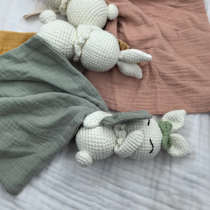 Baby Cotton Blanket Baby Bib Comfort Appease Doudou Towel Rabbit Dolls Baby Sleeping Cuddling Towel Sleeping Dolls Facecloth Bib