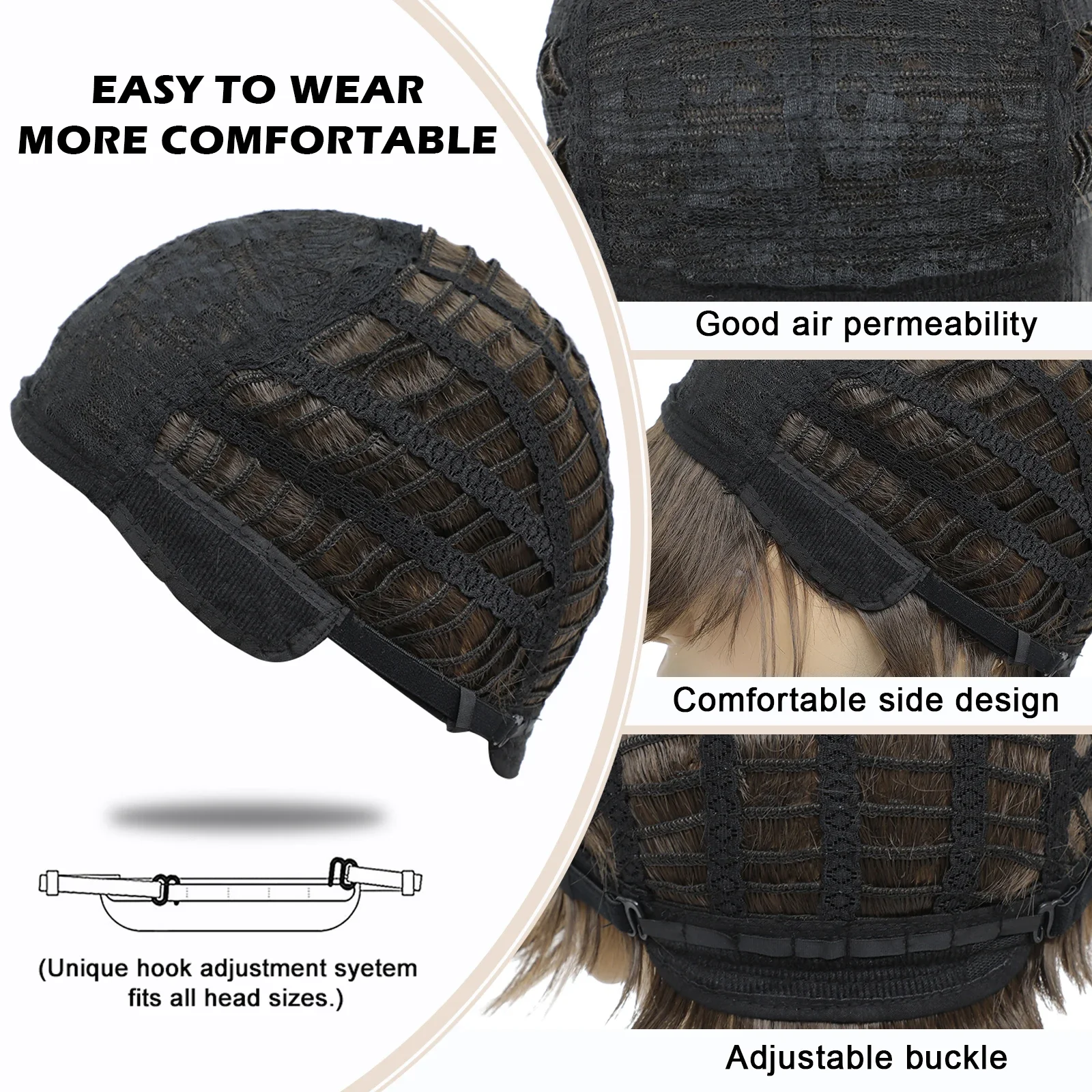 شعر مستعار بني للرجال، شعر مستعار قصير مستقيم للرجال، شعر مستعار طبيعي واقعي للرجال في الهالوين #5