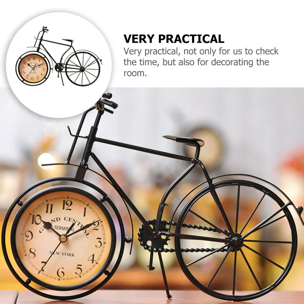 

Bicycle Shaped Vintage Table Bedside Alarm Clock Mute Metal Desktop Clock For Home Office Dorm Decor Retro Style