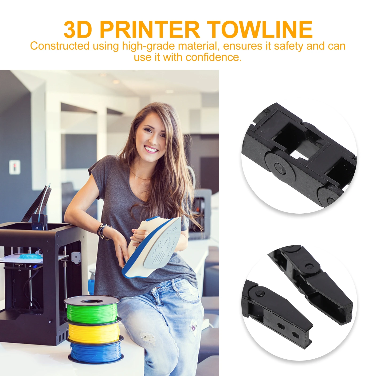 

1pc 3D Printer Towing Plastic Cable Carrier Wire Enclosed Drag Chain Nylon Printer Accessories Black Plastic Chain Easy