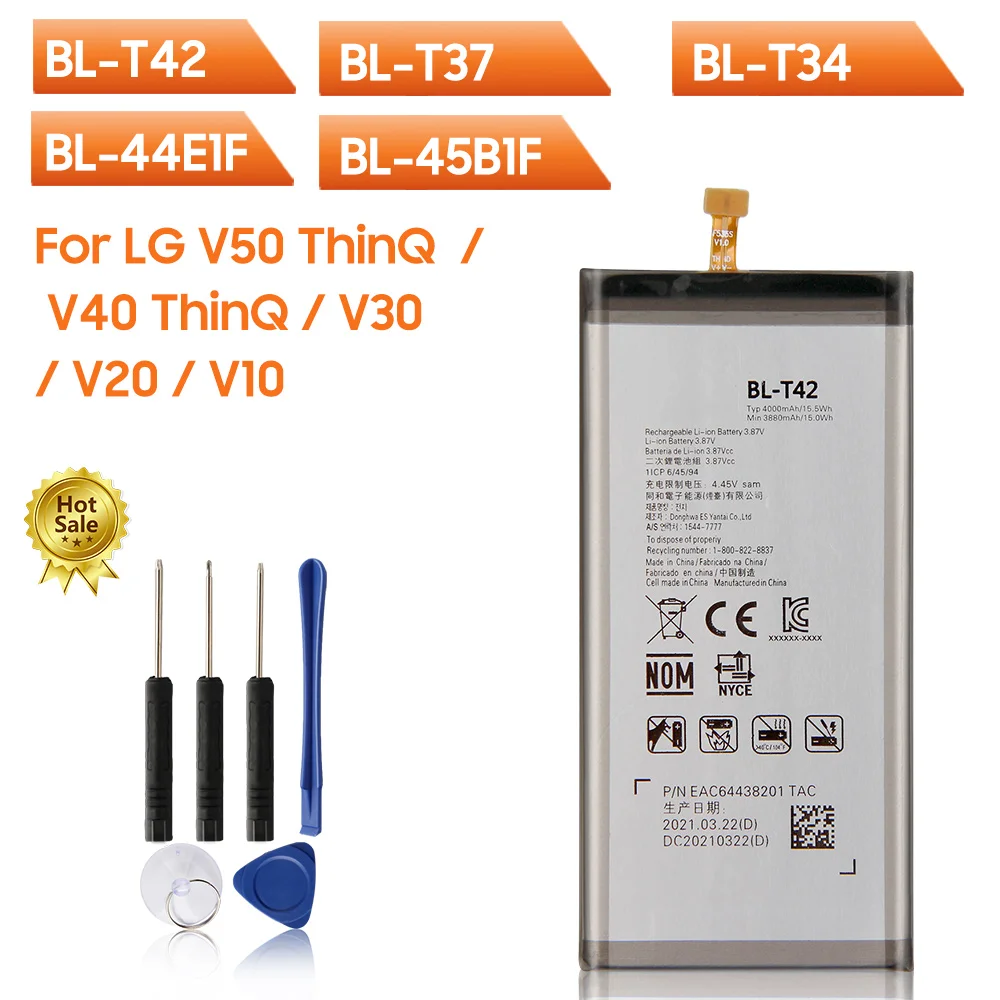 NEW Replacement Phone Battery For LG V10 H961N V20 H990N V30 H930 H933 V40 ThinQ Q710 Q8 2018 Version V50 V60 ThinQ 5G