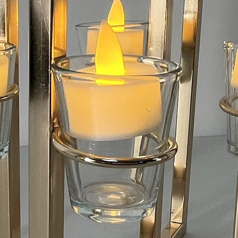 5er-Set Metall-Kerzenhalter mit Glasbecher, Hochzeits-/Geburtstags-Tischdekoration, Blumenständer-Kerzenleuchter für die Heimdekoration – Detail 6