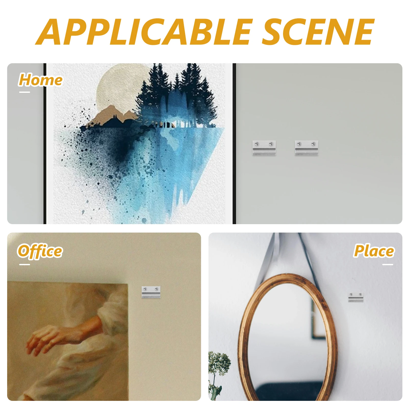 

8pcs Z-type Aluminum Profile Picture Hangers Silver French Cleat Bracket Heavy Duty Wall Mount Brackets Photo Artwork Decor
