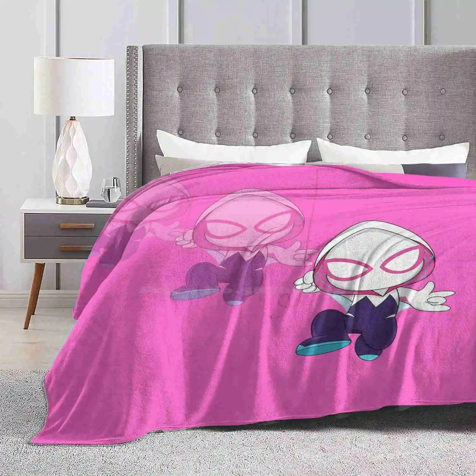 Ghost Gwen Baby Spider Ghost, Baby Spidey Girl, Grl Pwr, Cartoon Ghost Spider, Swing Over Soft Warm Light Thin Blanket Grl Pwr