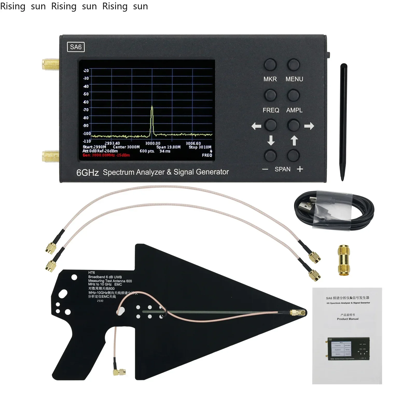 

2025.4 Por SA6 Spectrum Signal Generator + HT6 Log Periodic Antenna 0.6-10GHz EMC Antenna For 2G 3G 4G LTE
