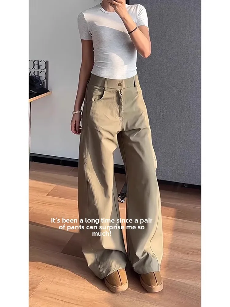

Cleanfit White Wide Leg Pants High Waist Loose Slimming Casual Trousers for Men And Women Straight Cut Destructed Jeans