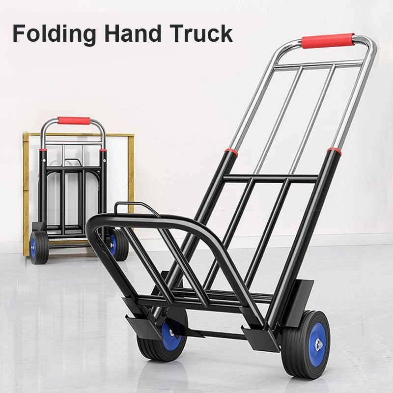 Portable Folding Retractable Trolley Folding Hand Truck Handling Household Trailer Shopping Cart Trolley Adjustable Hand Cart