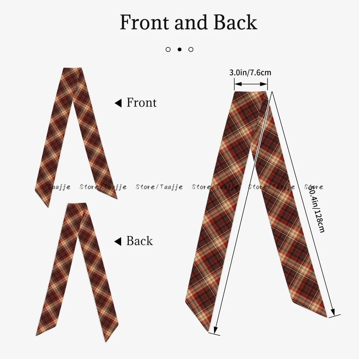 Brown And Orange Plaid Simulation Silk Long Scarf Women Shawl Wrap Soft Satin Scarf Bandana Female Neckerchief
