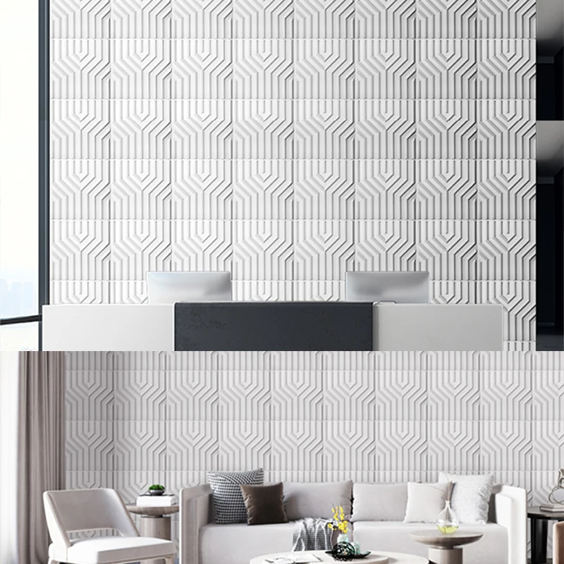 12pcs 50x50cm 3D wall panel Shutters lines 3D wall sticker art wallpaper mural diamond design wall decor tile aesthetic room