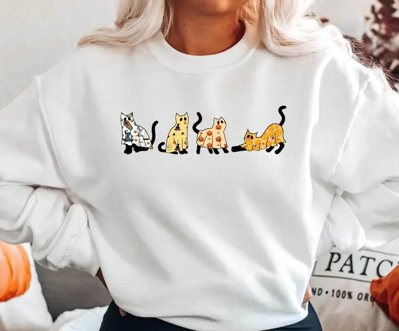 مضحك القط هالوين شبح اليقطين عاشق هدية سوكي سترة HC17 المتضخم مريحة الشارع الشهير الرجعية خمر #1