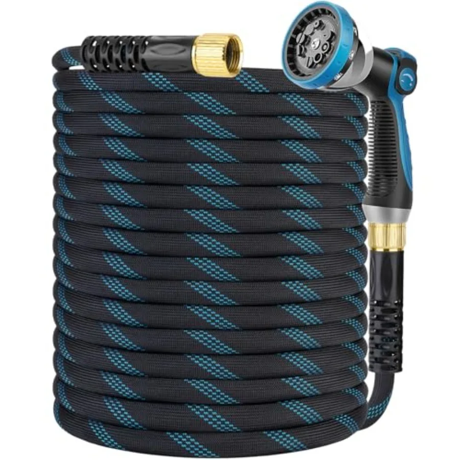 

Non-Expanding Garden Hose 100 ft Kink Free Flexible Water Hose with 10-Pattern Spray Nozzle Lightweight Super Fabric Hose Pipe