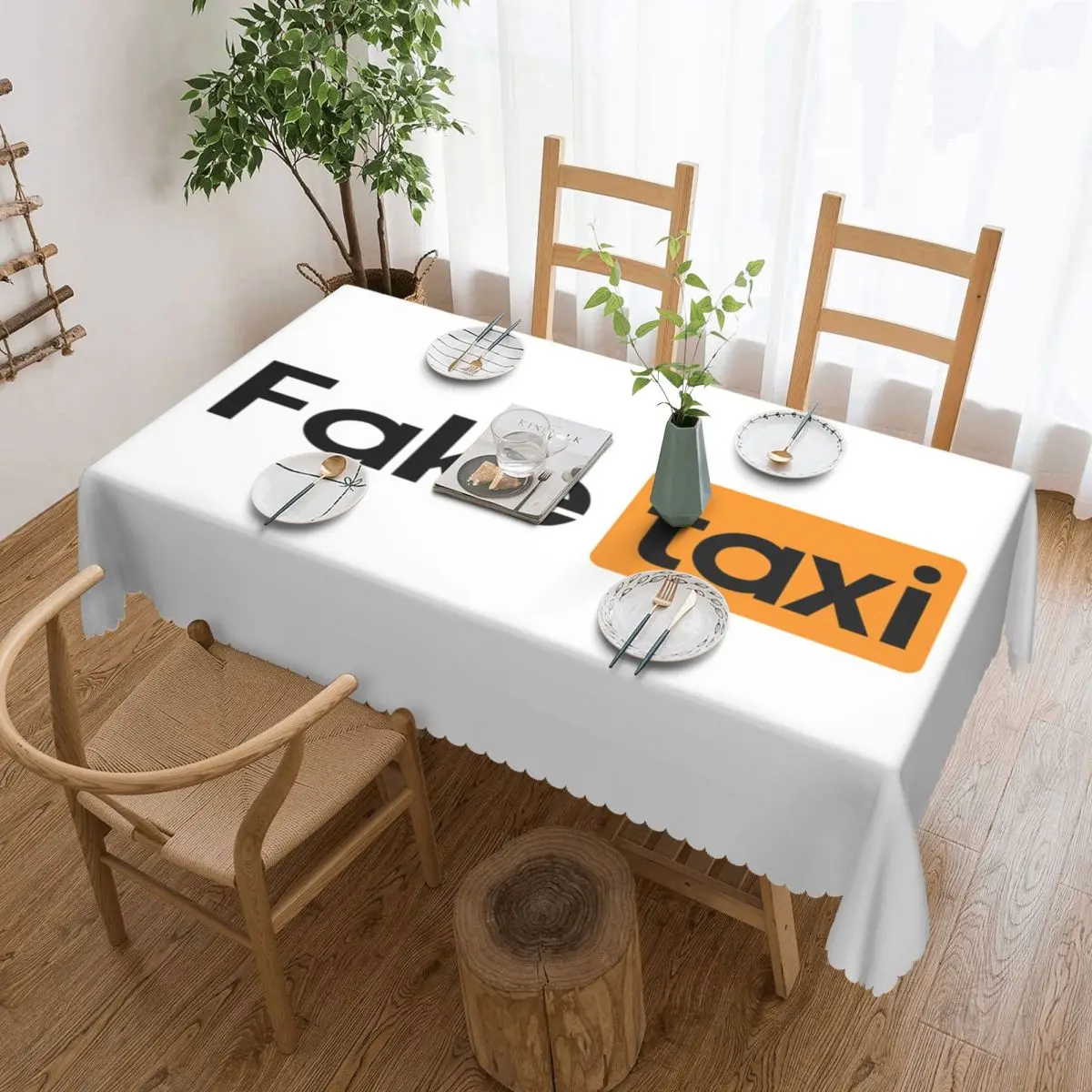 Fake Taxi Customized Rectangular Tablecloth Oilproof Table Cover for Festival Party Decorations Table Cloth