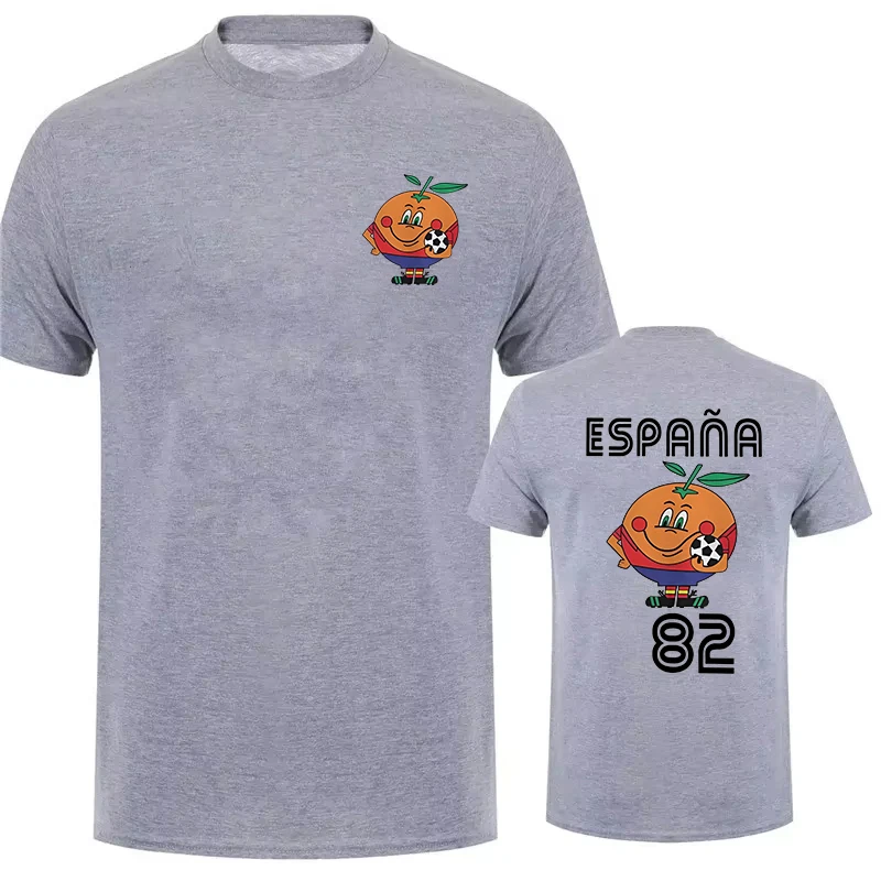 Camiseta Naranjito para hombre y mujer, camiseta con cuello redondo Espana 82 España, mascota 1982, camiseta de fútbol, camisetas informales de manga corta