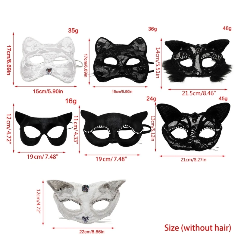 Máscara media cara Sexy para gato máscara encaje cubierta cara máscaras fiesta adultos mascarada club baile