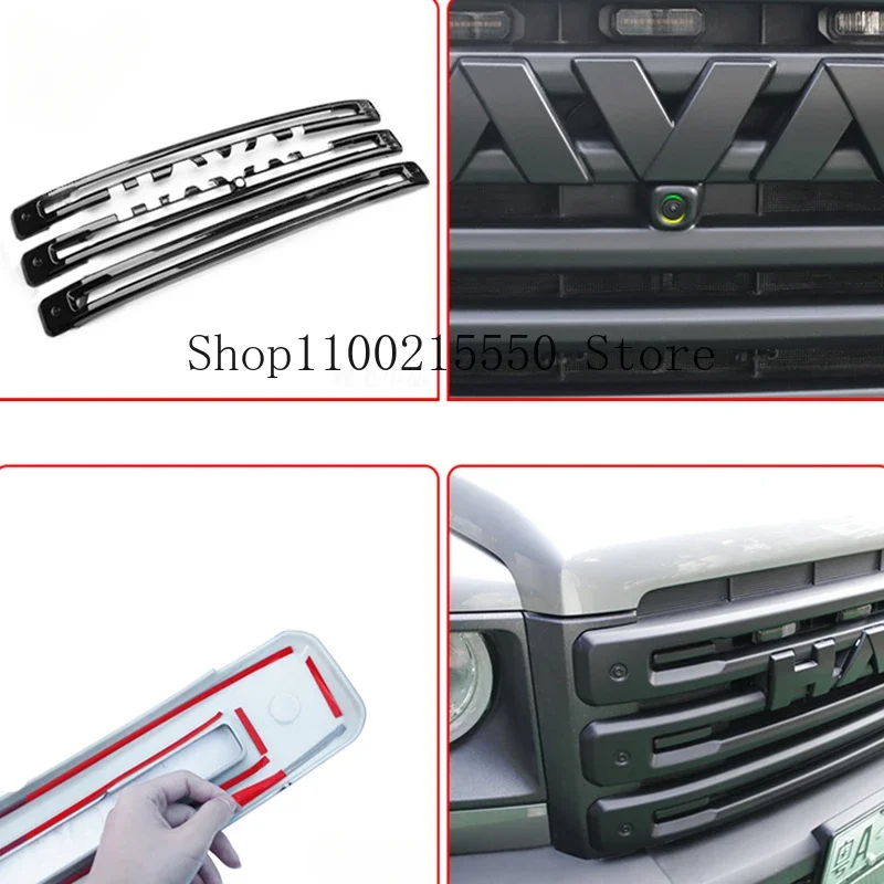 Accessories Car Front Net Grille Grid Black Trim Strip Fit For Great Wall Haval Raptor Meng Long 2023 2024 Exterior Modification