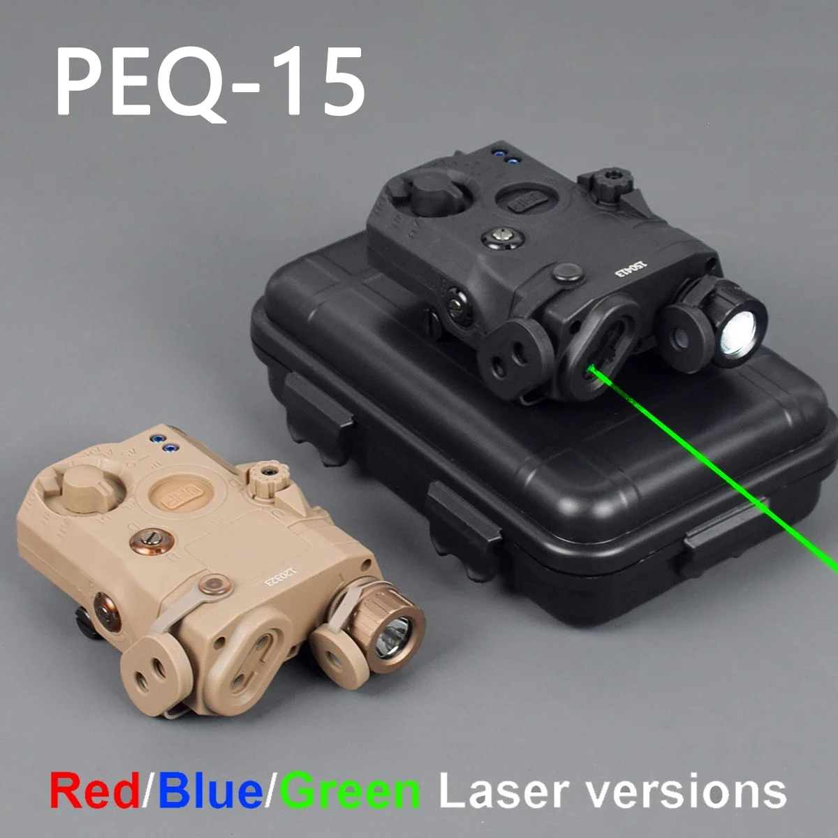 Indicator PEQ15 Red Green Double Laser Version Tactical Red Green Dot/IR Fill Light/White LED Laser Device Fit Airsoft 20MM Rail