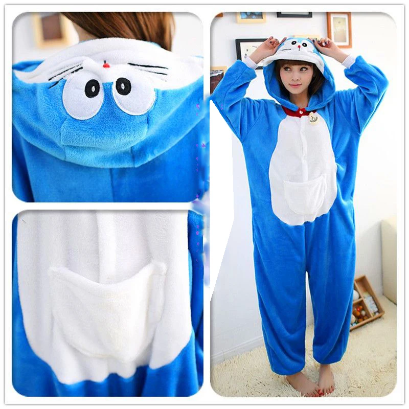 Children Cute Hooded Jumpsuits Adult Warm Pajamas Kigurumi Onesies Family Matching Cartoon Kids Overalls Pijama