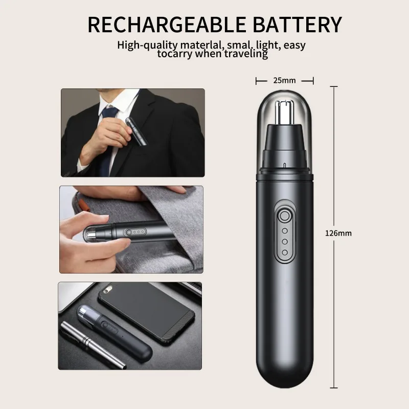 Mini Electric Nasal Hair Clipper Type-C Charging Anti-Pinch Sharp Blade Multifunctional Ear Eyebrow Hair Trimming Device