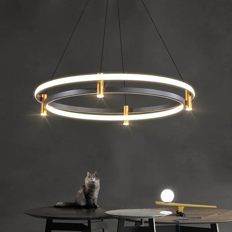 Nordic Ring LED Ceiling Chandelier for Dining Living Room Center Table Kitchen Island Pendant Lights Home Decor Lusters Fixture