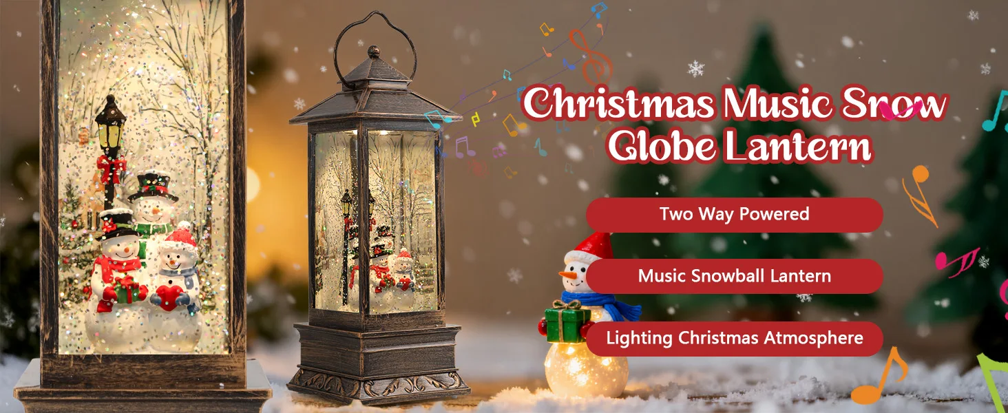 Создайте винтажный фонарь «Снежный глобус» с идеальной рождественской атмосферой и музыкой и освещением, двусторонняя мощность
