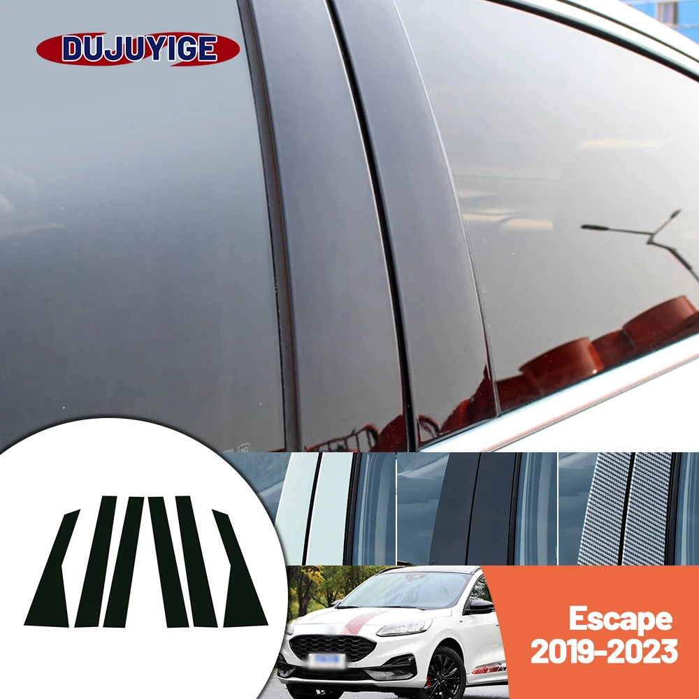 

Bright black carbon fiber door and window B C Pillar sticker suitable For Ford Escape 2019-2023 2020 2021 2022