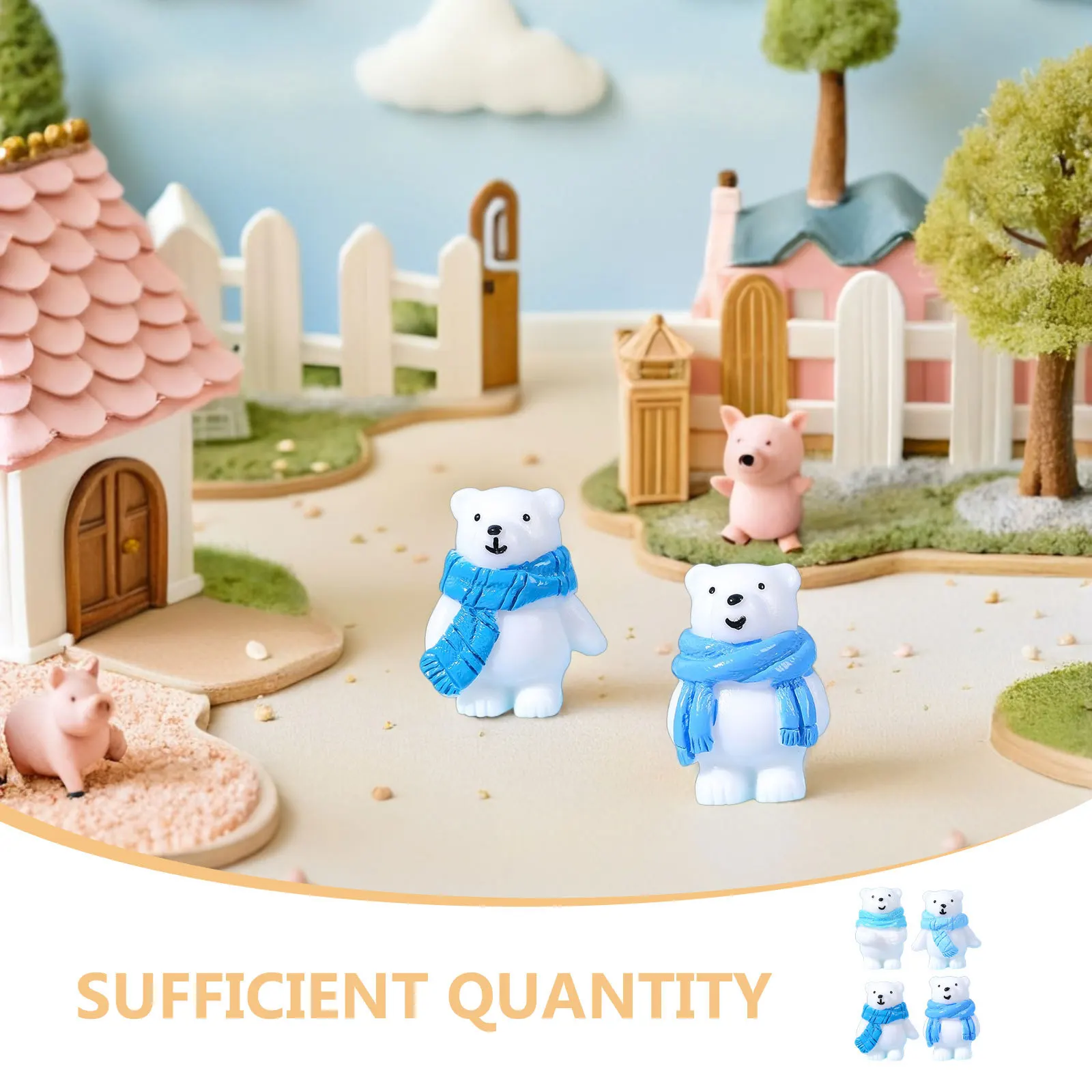 32개 미니 북극곰 피규어 레진 북극 동물 조각 데스크탑 대시보드 인형집 장식 소형 동물 피규어