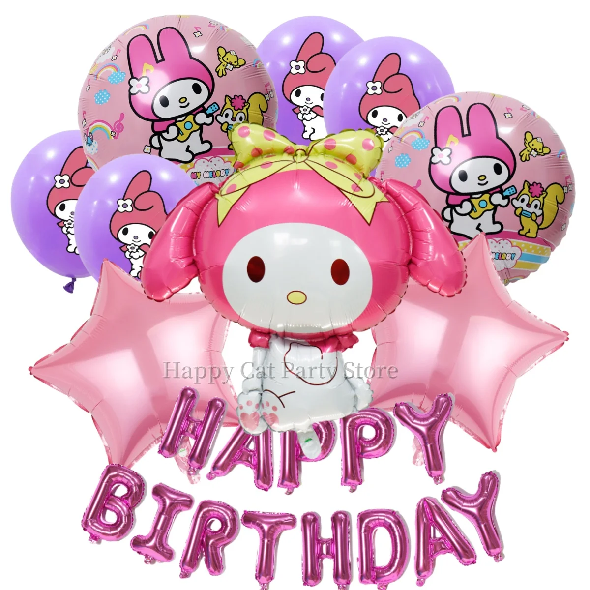 Melody Balloon Set Happy Birthday Banner Foil Globo Party Decor Melody Latex Balloon Baby Shower Girls Favors DIY Party Supplies