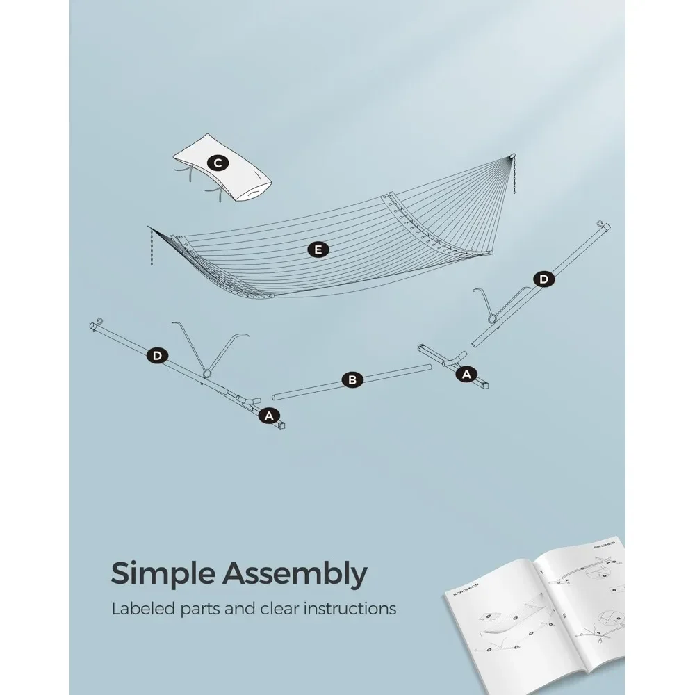 قمة الموضة - أرجوحة مع حامل، أرجوحة مبطنة مع موزعات من الخيزران المنحنية، وسادة، 78.7 × 55.1 بوصة، مبطن محمول #6