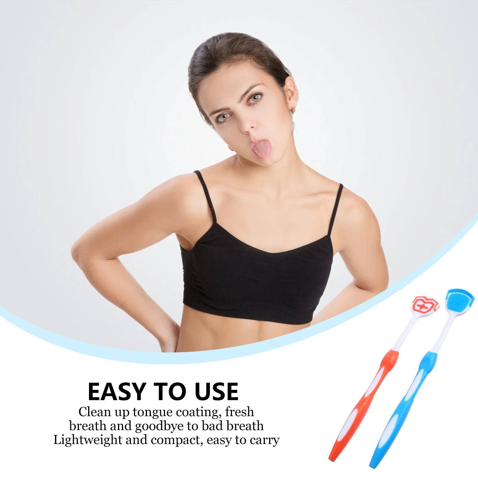 

2pcs Tongue Cleaning Brush Scrapers Reusable Oral Care Cleaner Adult Scrubber Nano Plastic Micro Bristles Fresh Breath