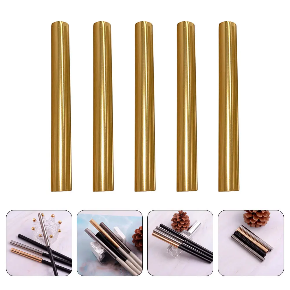 

5Pcs Metal Manicure Pen Caps Sealed Zinc Alloy Brush Covers Protection for Nail Art Pens Long-Lasting Pen Protectors