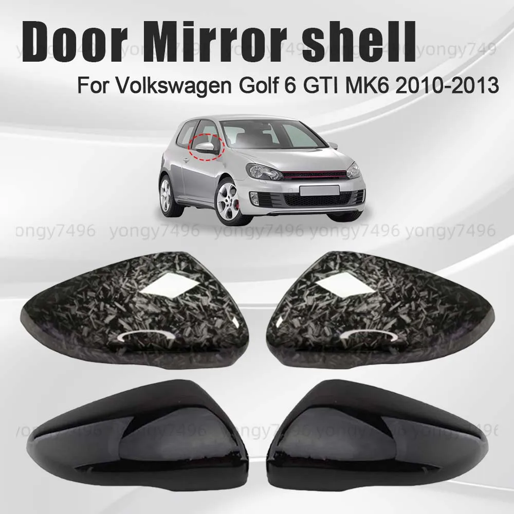 

Protective Cover Door Mirror Shell For Volkswagen Golf 6 GTI MK6 2010 2011 2012 2013 Car Rearview Accessories Black Carbon Fiber