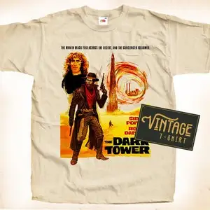 The Dark Tower T shirt Tee Natural Vintage Cotton Movie Poster Beige All Sizes