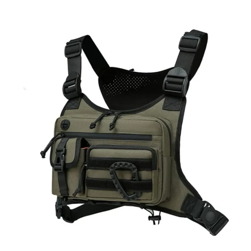 

Outdoor Motorcycle Riding Knight Chest Bag Men's Military Fan Tactical Functional Vest Bag Trendy Sports Ox Cloth Zipper ...