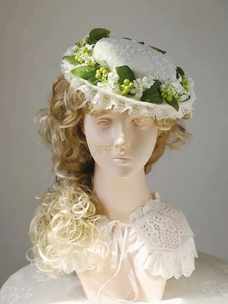 

French Pastoral Style Hat Retro Girl Women Lolita Sun Hat Fashion Tea Party Hat Victoria Flower Flat Hat