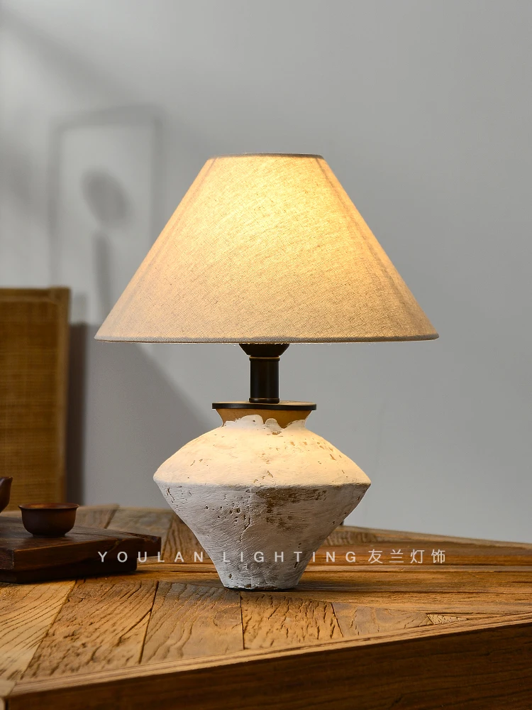 Wabi-**** مصباح الرياح الكريمي، غرفة الشاي طاولة الشاي طاولة القهوة طاولة الشاي وعاء الفخار الخشن زخرفة، زن الجدول الصيني القديم la #2