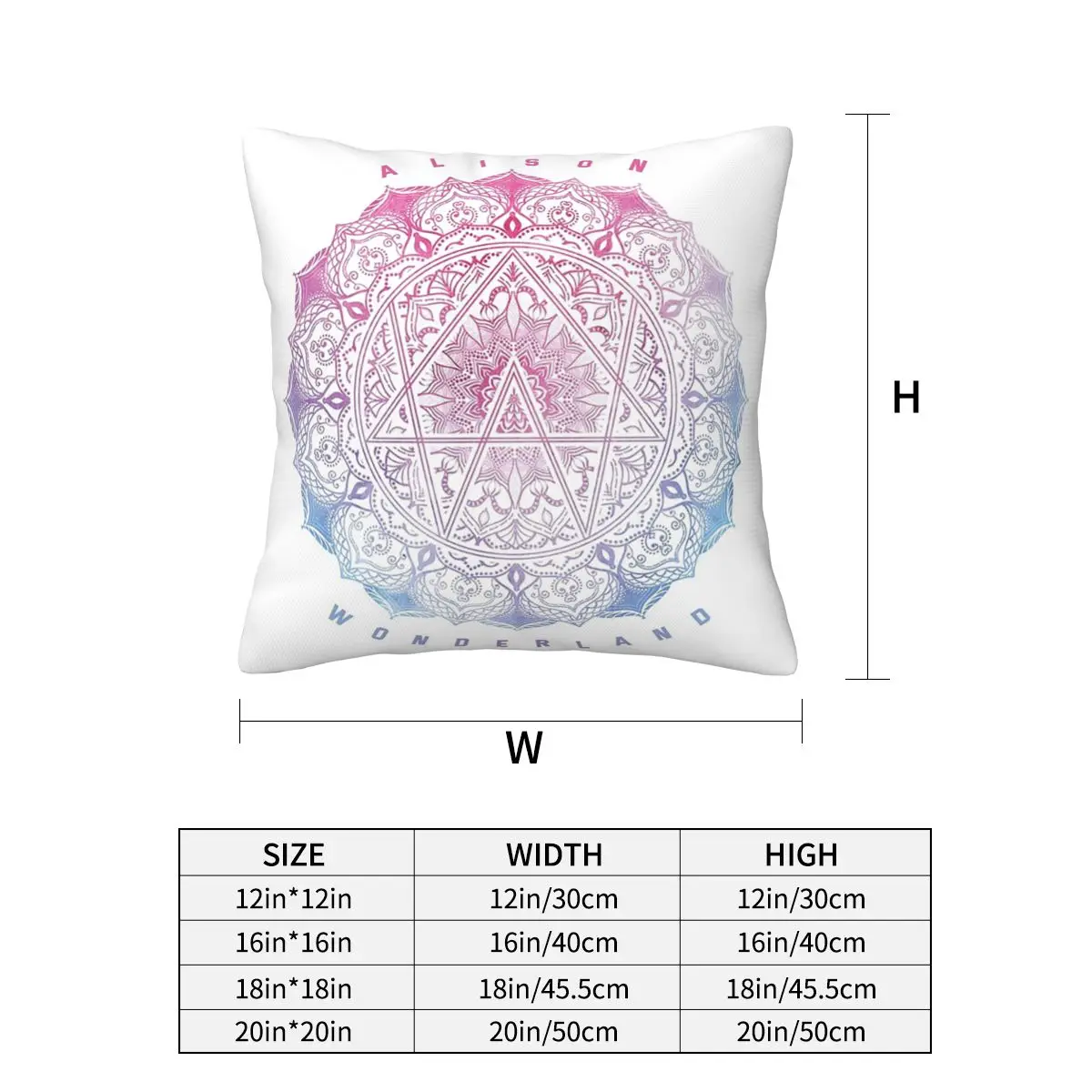 Alison Wonderland Mandal Square Pillowcase Pillow Cover Cushion Decor Comfort Throw Pillow for Home Living Room