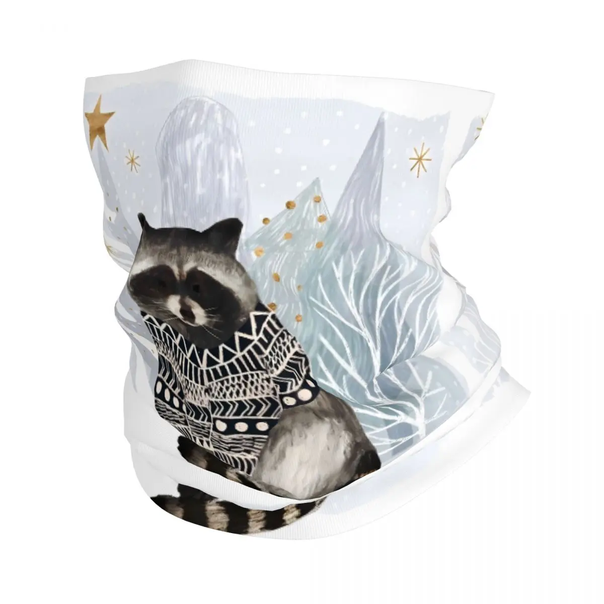 Raccoon Cozy Woodland Animal Thin Wrap Scarf Bandana British Folk Neck Gaiter Face Cover Headband