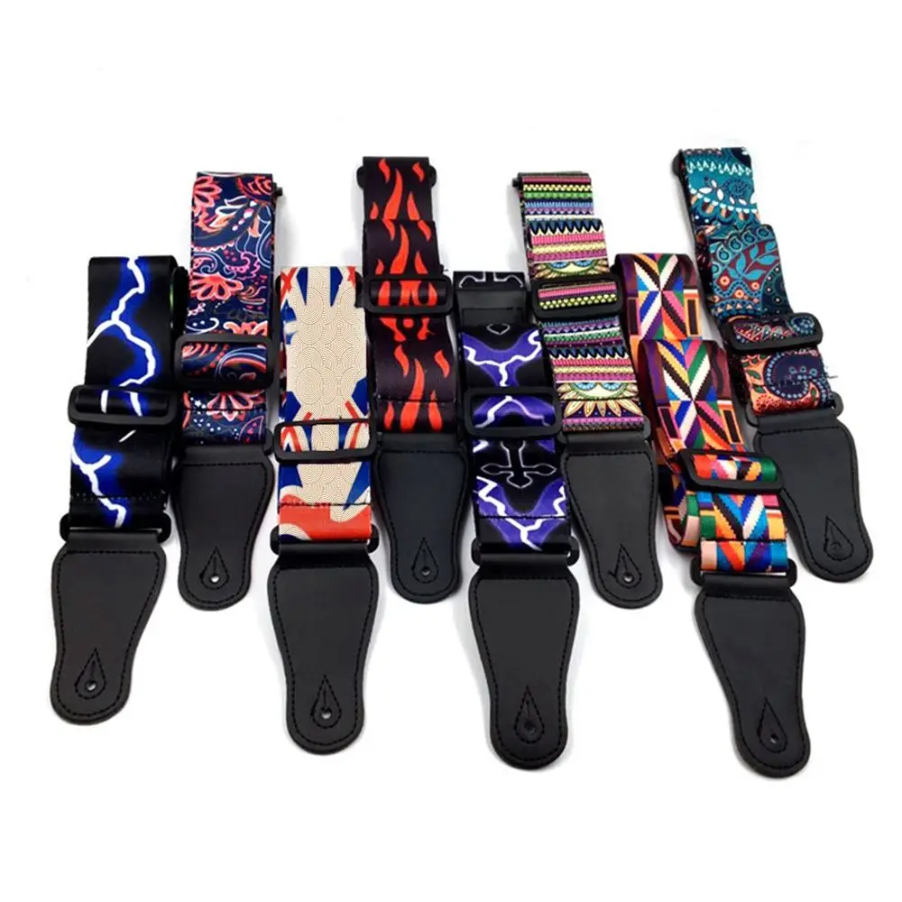 Guitar Strap Multi-Color Guitar Belts Bass Acoustic Electric Guitar Accessories Adjustable Colorful Printing Nylon Guitar Straps