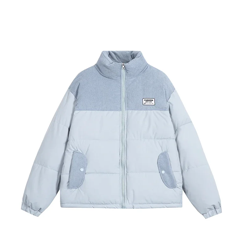 Korean Fashion Oxford Letter Embroidery Patchwork Corduroy Cotton Padded Parka Jackets Winter Man Down Men's Cold Puffer Coat