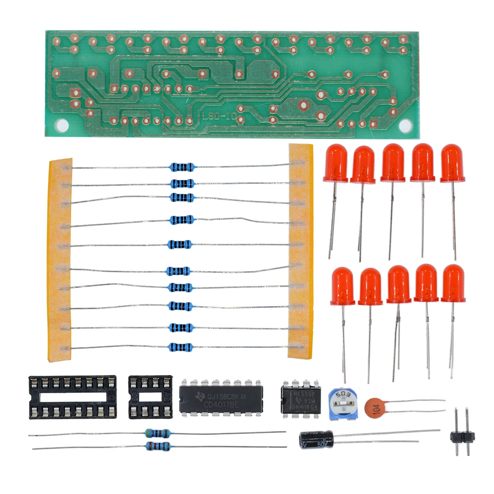 LED Light Chaser Water Flowing Light LED Electronic DIY Kits Module NE555+CD4017 Driver Water Powered Circuit Disassembled Part