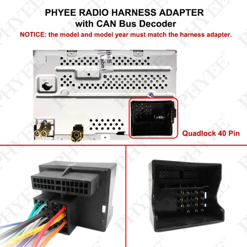 Imagen 2 del producto Adaptador de arnés Quadlock CAN Bus Box coche Android Cable conector de clavija de 16 pines para VW Golf Mk5 MK6 Passat B6 B7 Leon Octavia 2