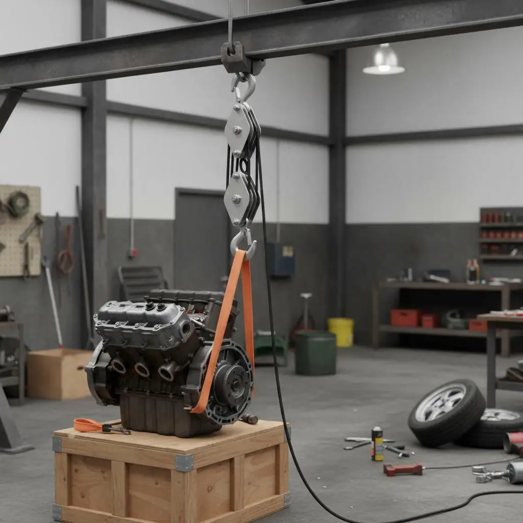 Heavy Duty Block and Tackle 100 FT Rope Pulley System For Garage Workshop Construction, 4400 lbs Breaking Strength 5:1 Liftin