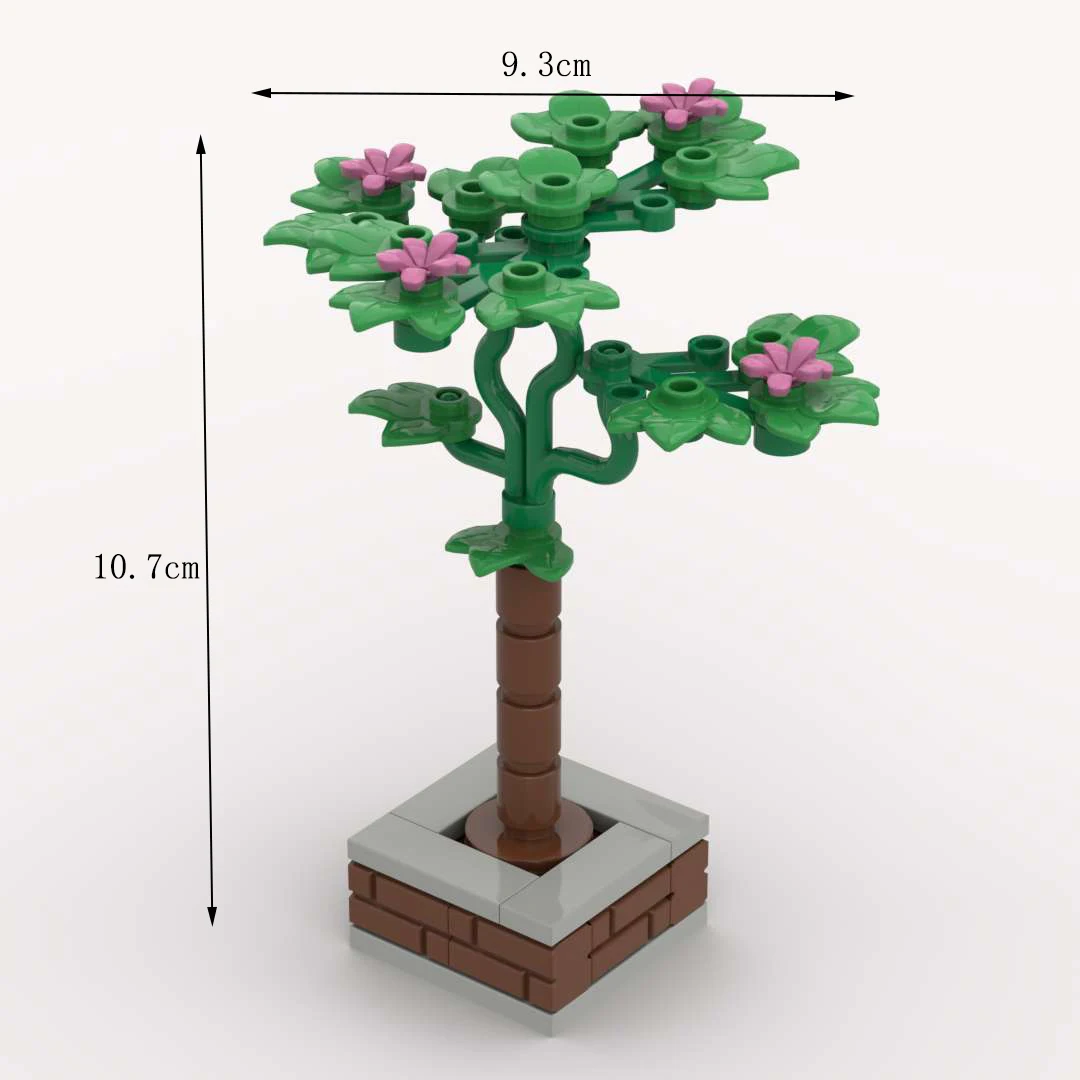 MOC Bausteinmodelle Städtische Grünflächen Kreativer Großer Baum DIY Straßendekorationen Kleine Bäume an Straßen Geschenk für Baumeister – Detail 9