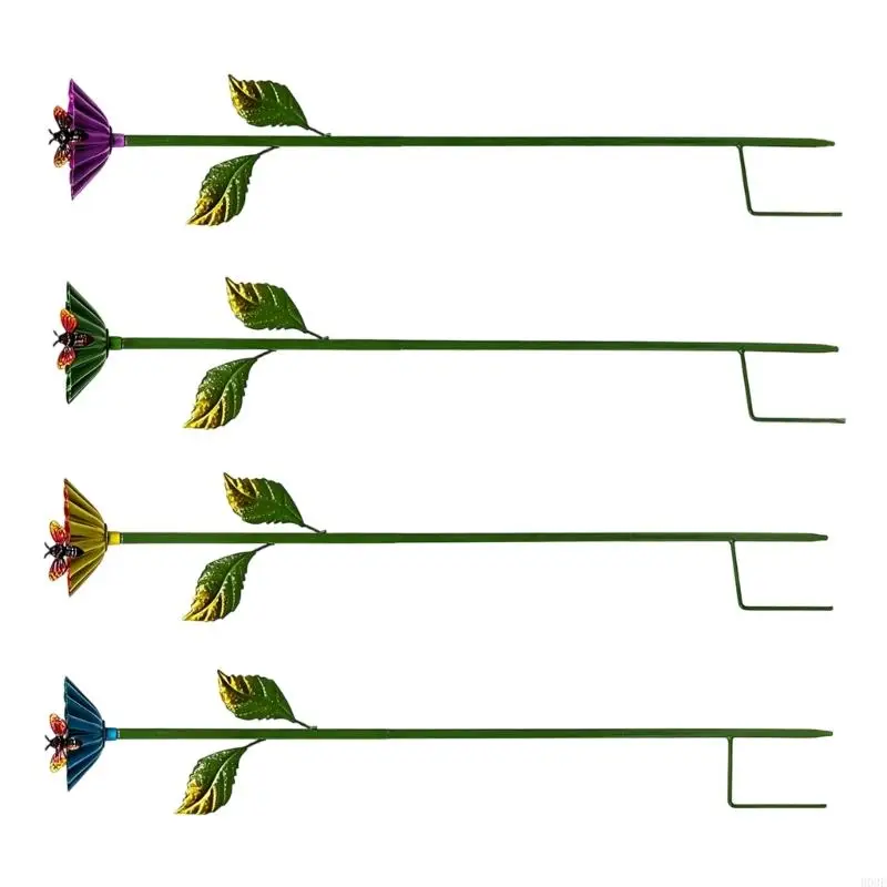 Gartenpfähle aus Metall für den Außenbereich, 4er-Set, Blumenpflücker aus Eisen für Rasenkanten, Gehwege, Blumentöpfe und B03E – Detail 4